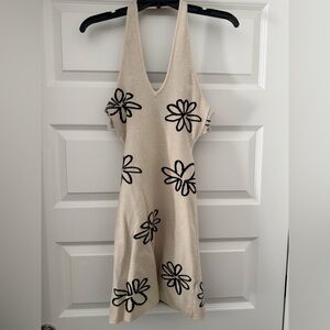 Altar’d State Cream & Black Floral Halter Dress